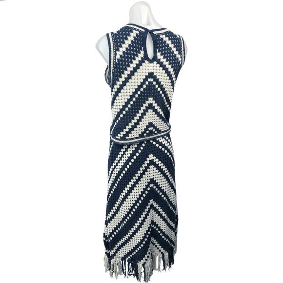 Anthropologie Navy and White Chevron Dress - Picture 4 of 9